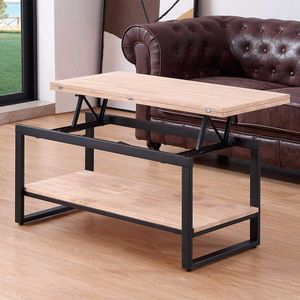 Mesa de centro Steve elevable y extensible + estante inferior