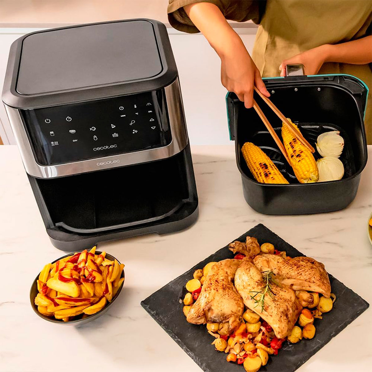 Freidora de aire Cecotec Cecofry Supreme 8000 1800W 8L 10 modos inox ambientada