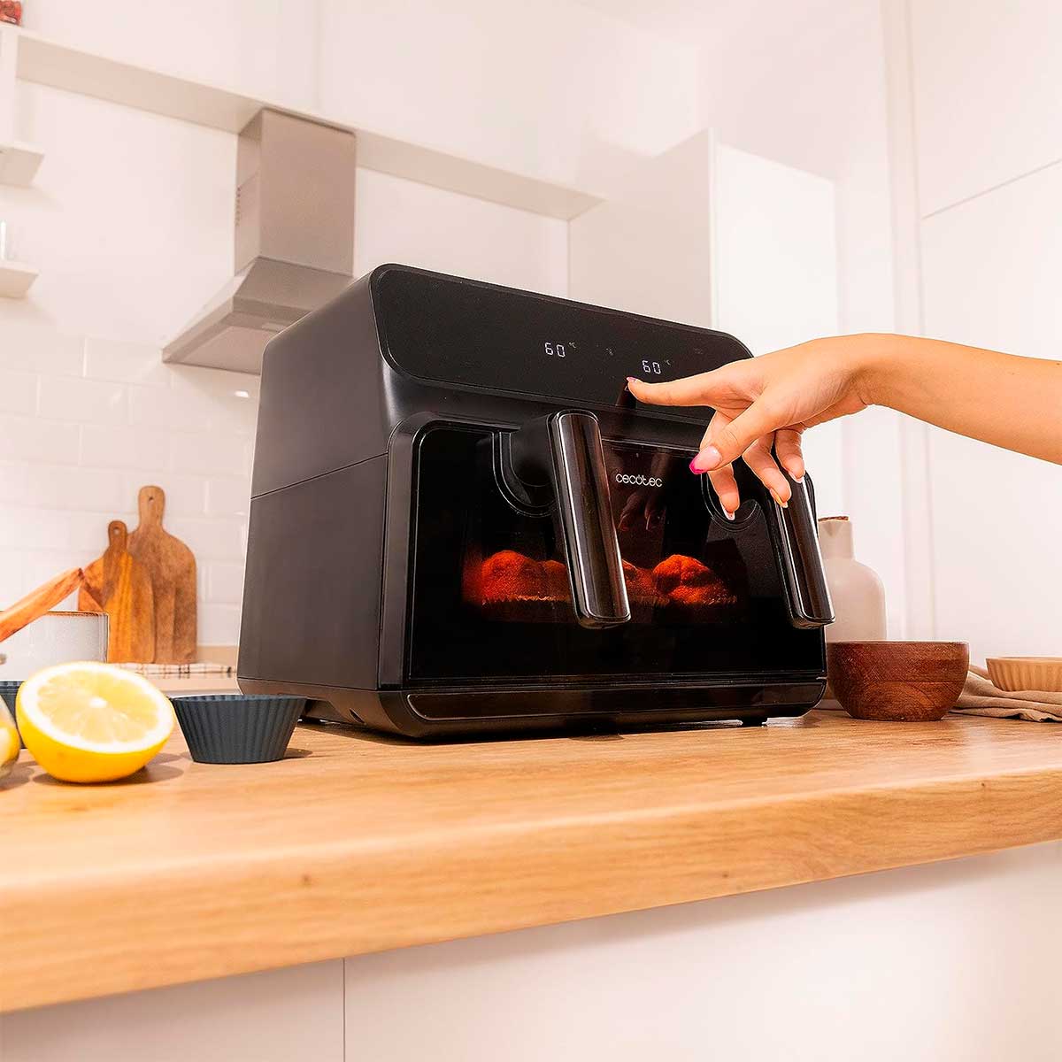 Freidora de aire Cecotec Cecofry Advance 9000 Window 2200W 9L 2 cubetas independientes con ventana negro 7