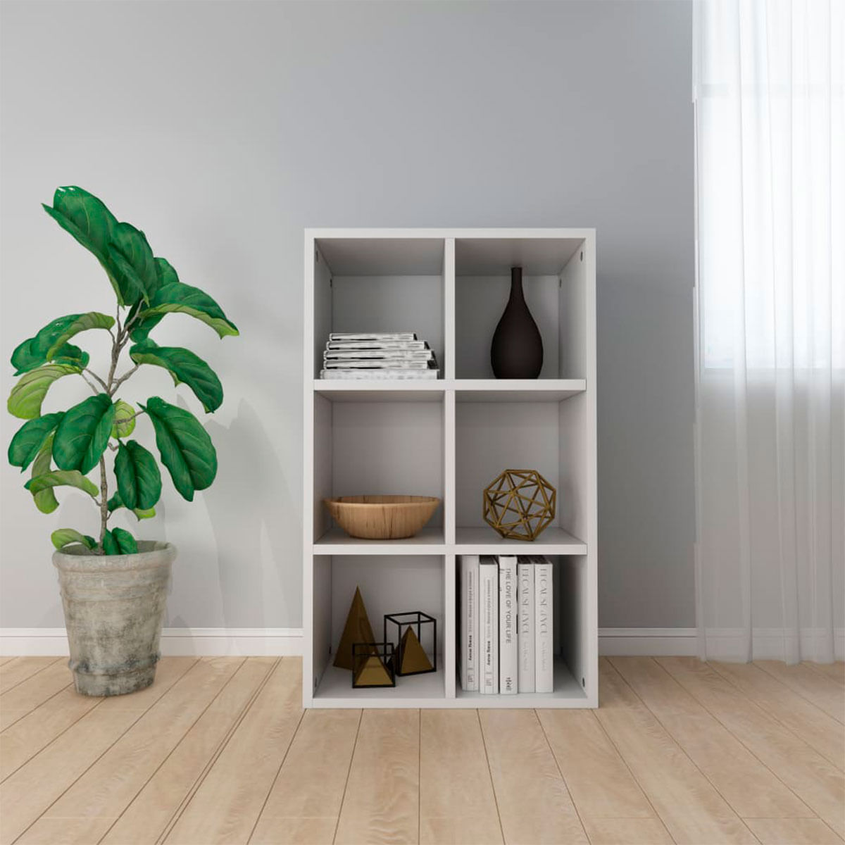 Estantería modular 6 huecos convertible en aparador blanco 97,8x66x30 cm vertical ambientada