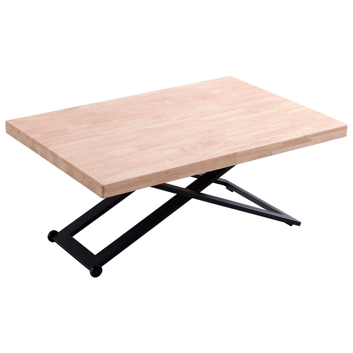 Mesa de centro Zoe elevable con tapa regular roble Nordish/negro 49-76x120x80 cm fondo blanco