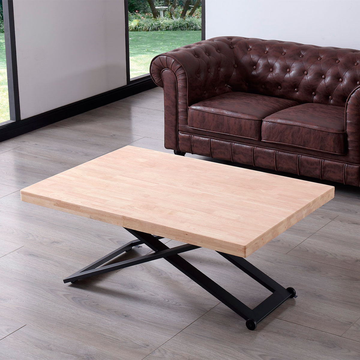 Mesa de centro Zoe elevable con tapa regular roble Nordish/negro 49-76x120x80 cm 3