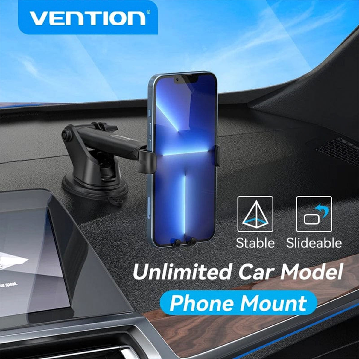 Soporte de Smartphone para coche Vention KCOB0 compatible hasta 7,2'' negro 3