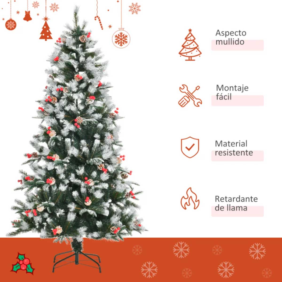 arbol-navidad-180cm-678-ramas-adornos-puntas-blancas-caracteristicas