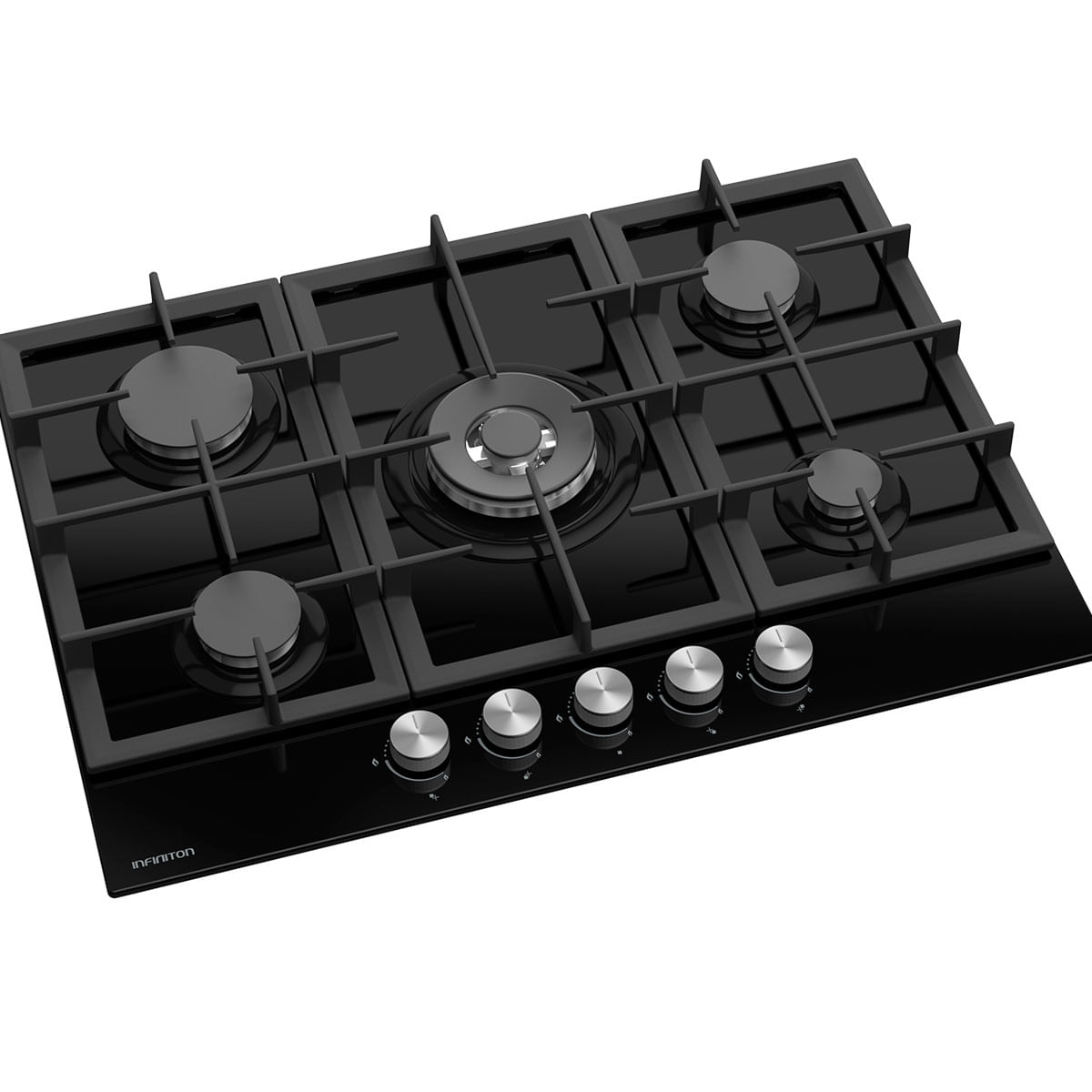 Encimera de gas Infiniton 78GLN52 5 fuegos 11700W encendido electrónico cristal negro 70 cm 3