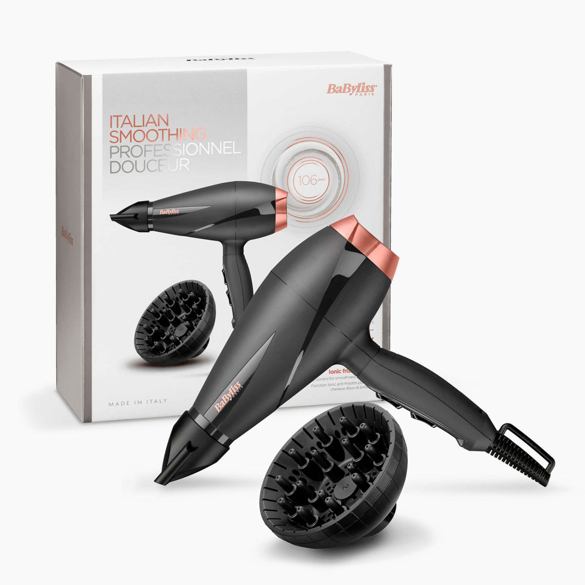 Secador de pelo Smooth Pro 2100 Babyliss 2100W tecnología iónica con accesorios negro 3