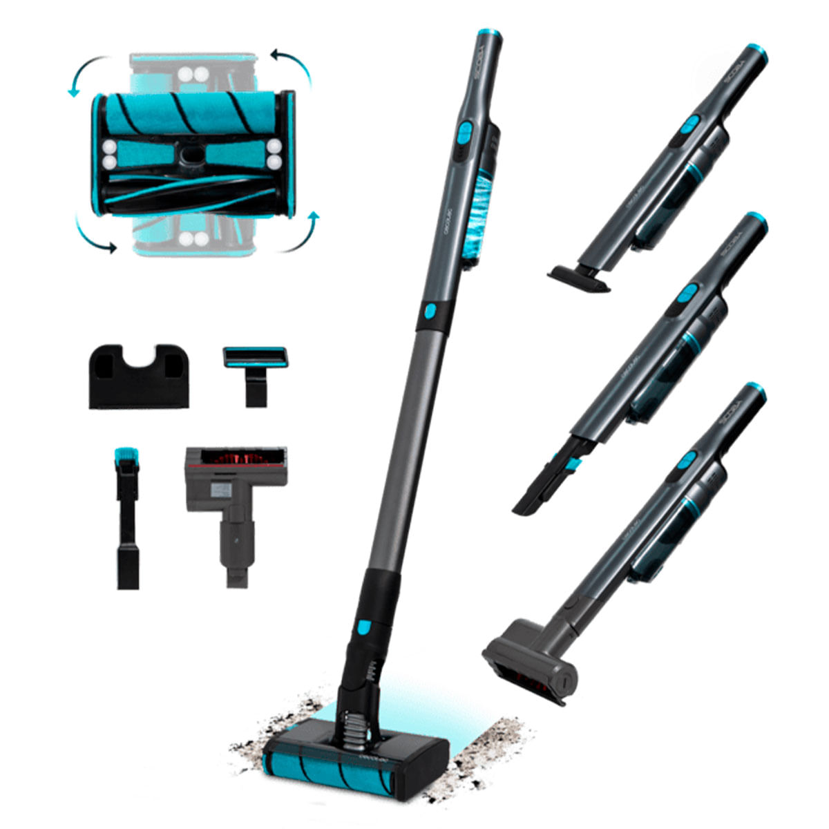 Aspirador vertical Cecotec Scoba 2100 Twice Max 2 en 1 210W 20kPa con accesorios negro