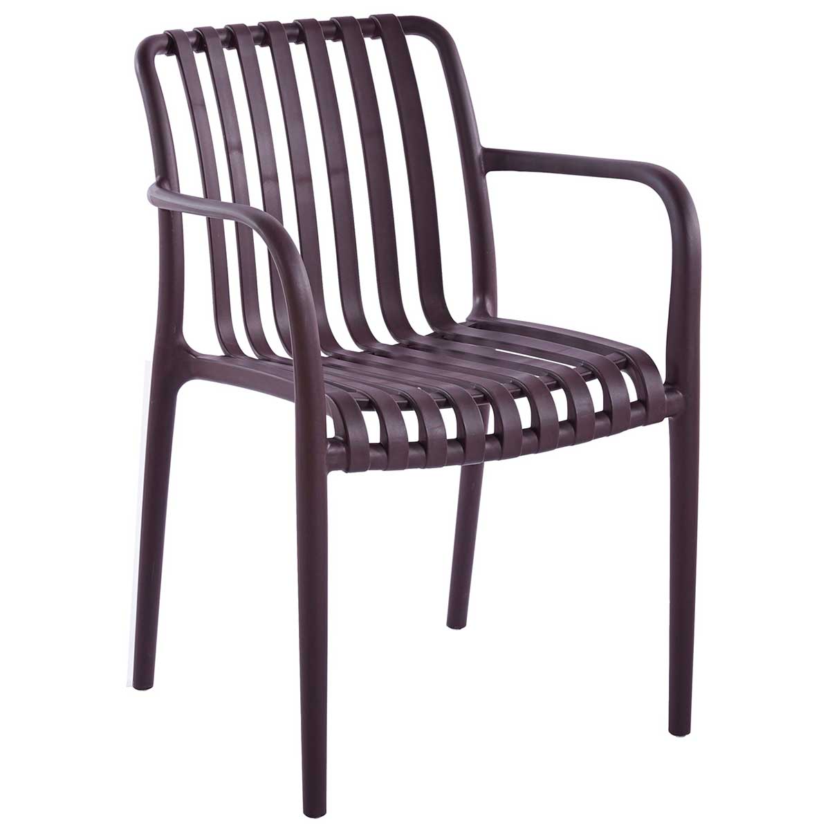 Pack de 4 sillas multiusos Ivone con reposabrazos uso interior y exterior marrón oscuro 2