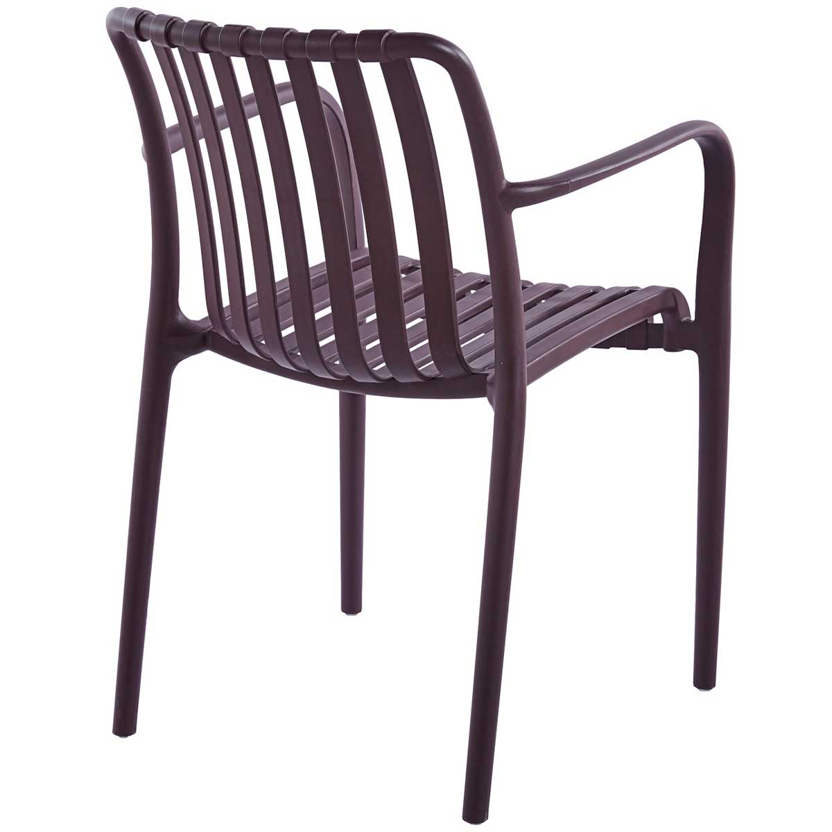 Pack de 4 sillas multiusos Ivone con reposabrazos uso interior y exterior marrón oscuro 3