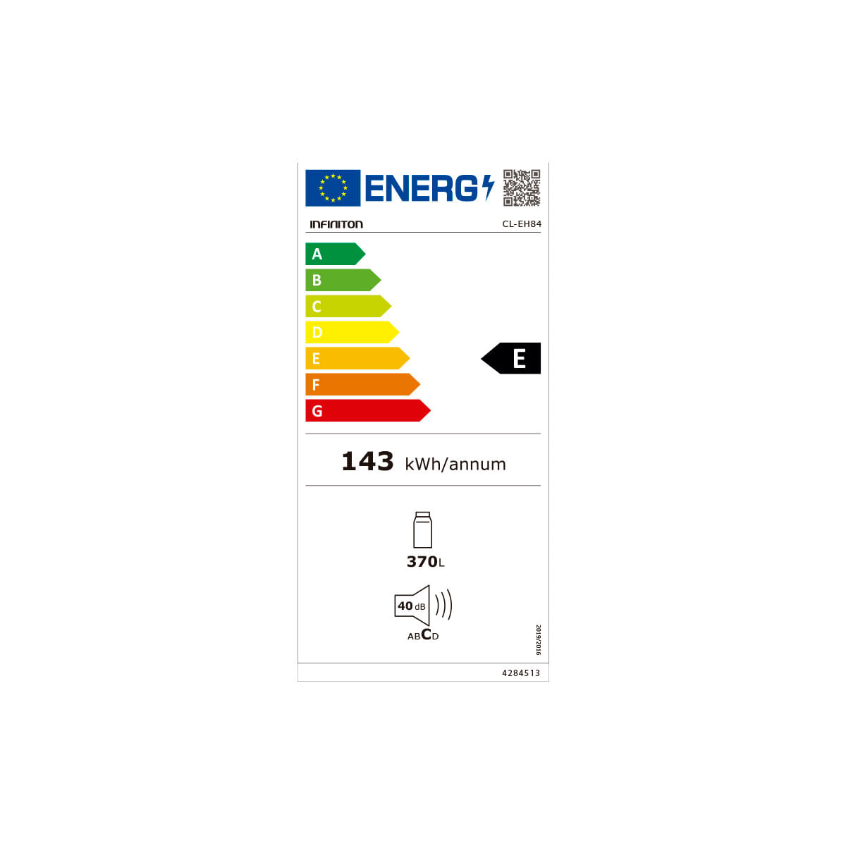 Frigorífico de 1 puerta Infiniton CL-EH84 No Frost Metal Technology 370L E blanco 185,5 cm 4