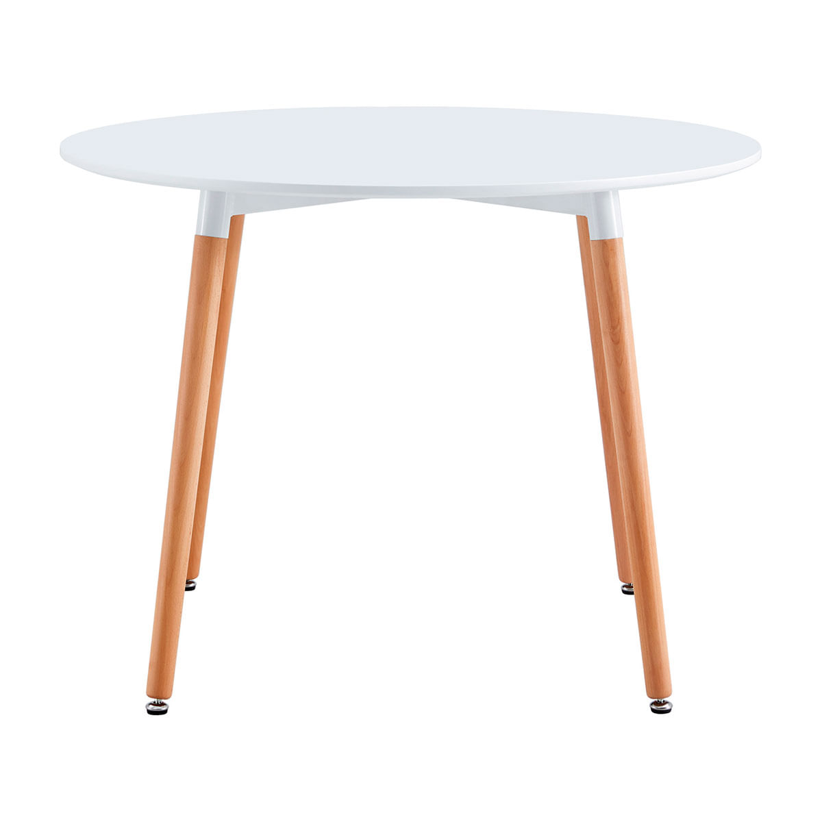 Mesa de comedor Nordika circular diseño nórdico blanco/haya 74,5x100x100 cm 3