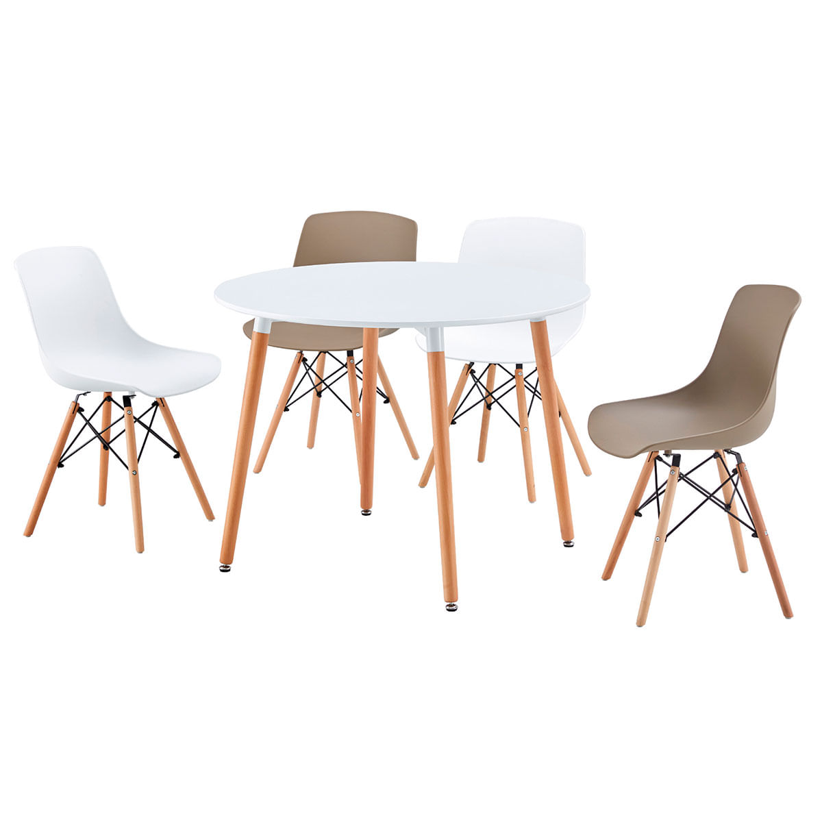 Mesa de comedor Nordika circular diseño nórdico blanco/haya 74,5x100x100 cm 4