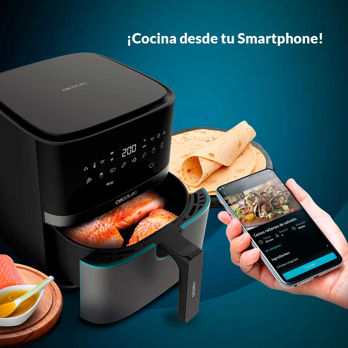 Freidora de aire Cecotec Cecofry Full InoxBlack 5500 Connected Pack 1700W 5,5L conexión WiFi inox/negro 2