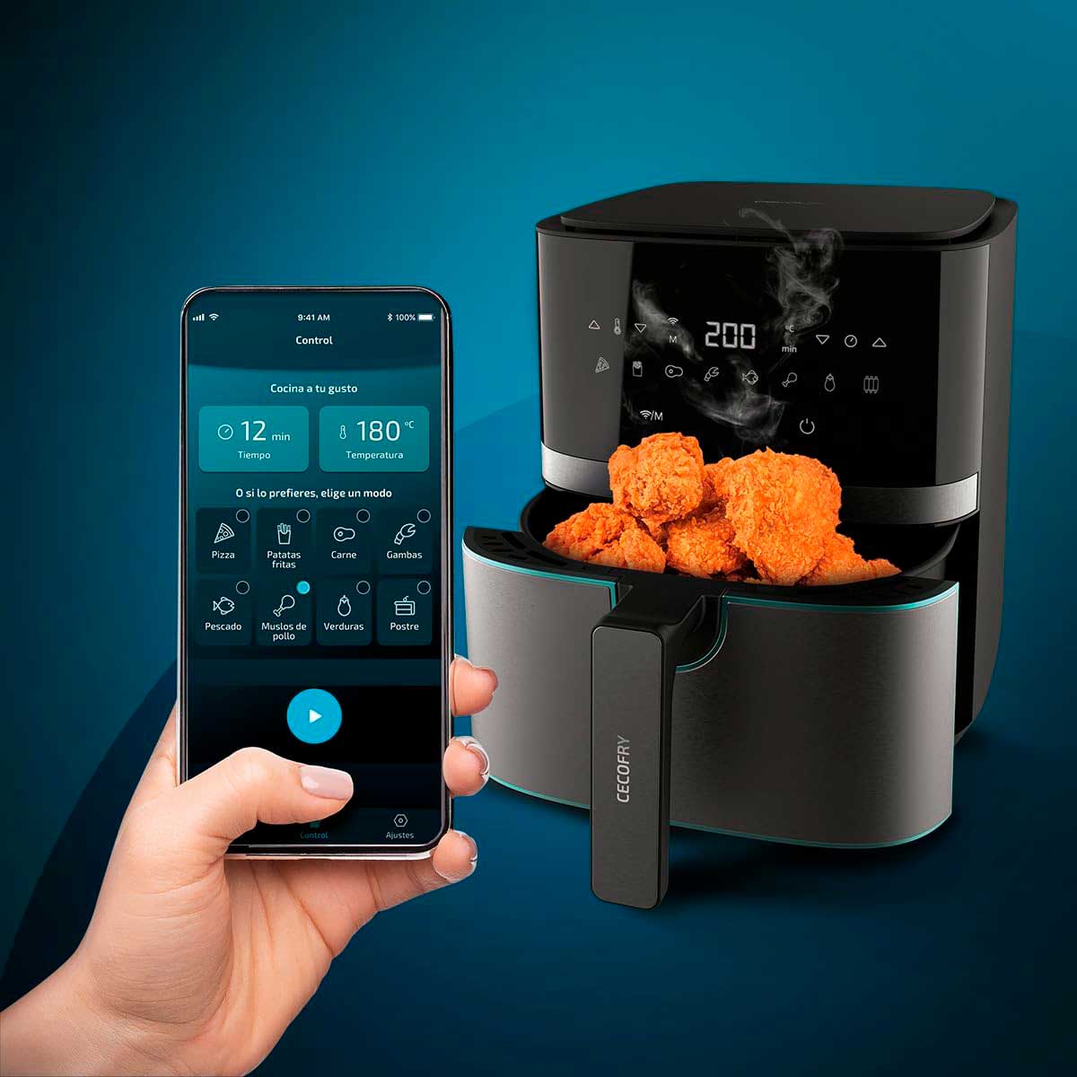 Freidora de aire Cecotec Cecofry Full InoxBlack 5500 Connected Pack 1700W 5,5L conexión WiFi inox/negro 4