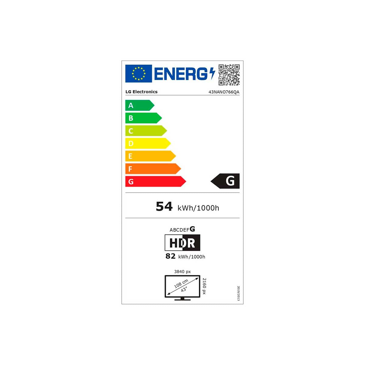 Televisor Smart TV LG 43NANO766QA 43'' 4K UHD Nanocell WiFi SmartTV WebOS 22 G negro eficiencia energética