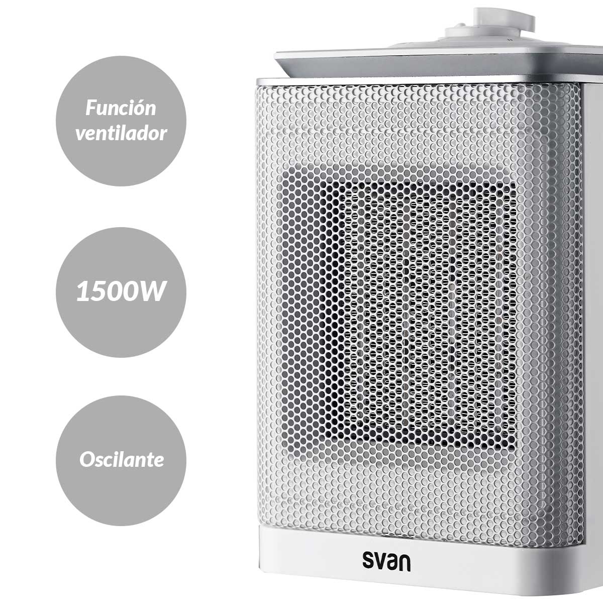 Calefactor ventilador Svan SCEC1500V 1500W 3 niveles oscilante blanco 3