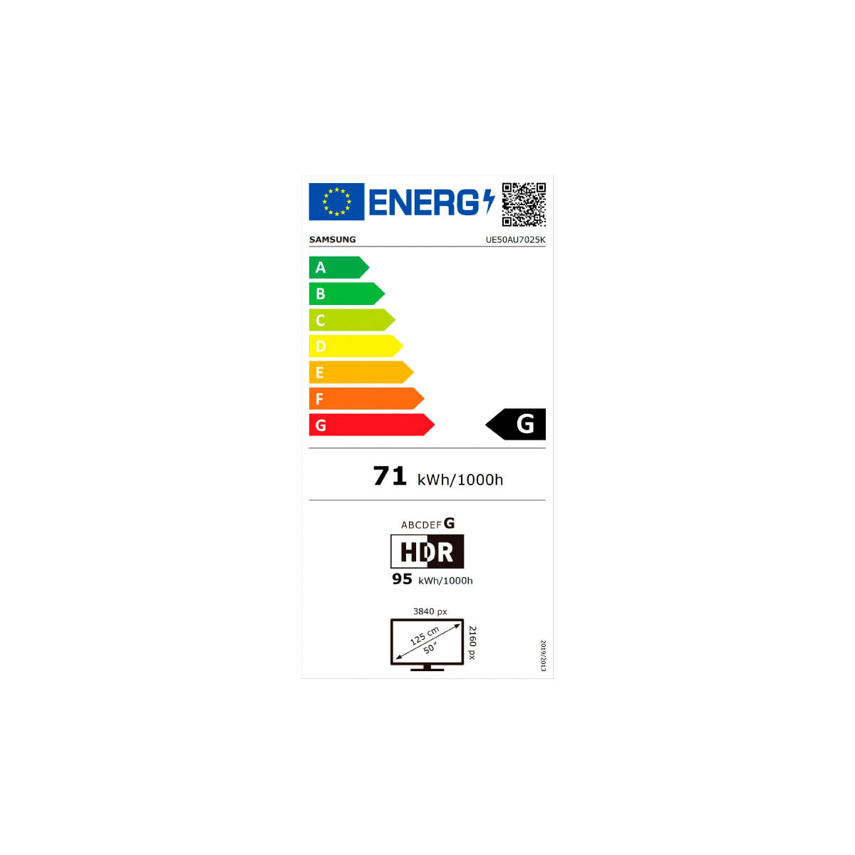 Televisor Smart TV Samsung AU7025 50'' 4K UHD LED Crystal Processor WiFi Tizen G negro eficiencia energética
