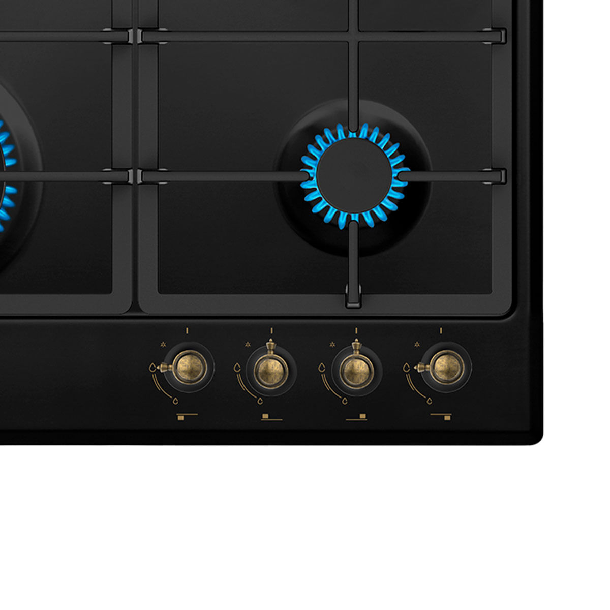 Encimera de gas Infiniton GAS41RO 8000W 4 fuegos acabado rústico negro/dorado 58 cm 2