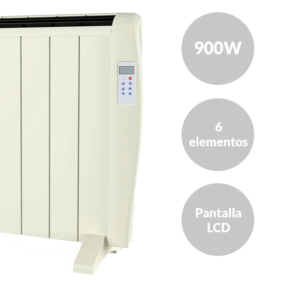 Emisor térmico Svan SVCA900ET 900W 6 elementos + pantalla LCD blanco 2