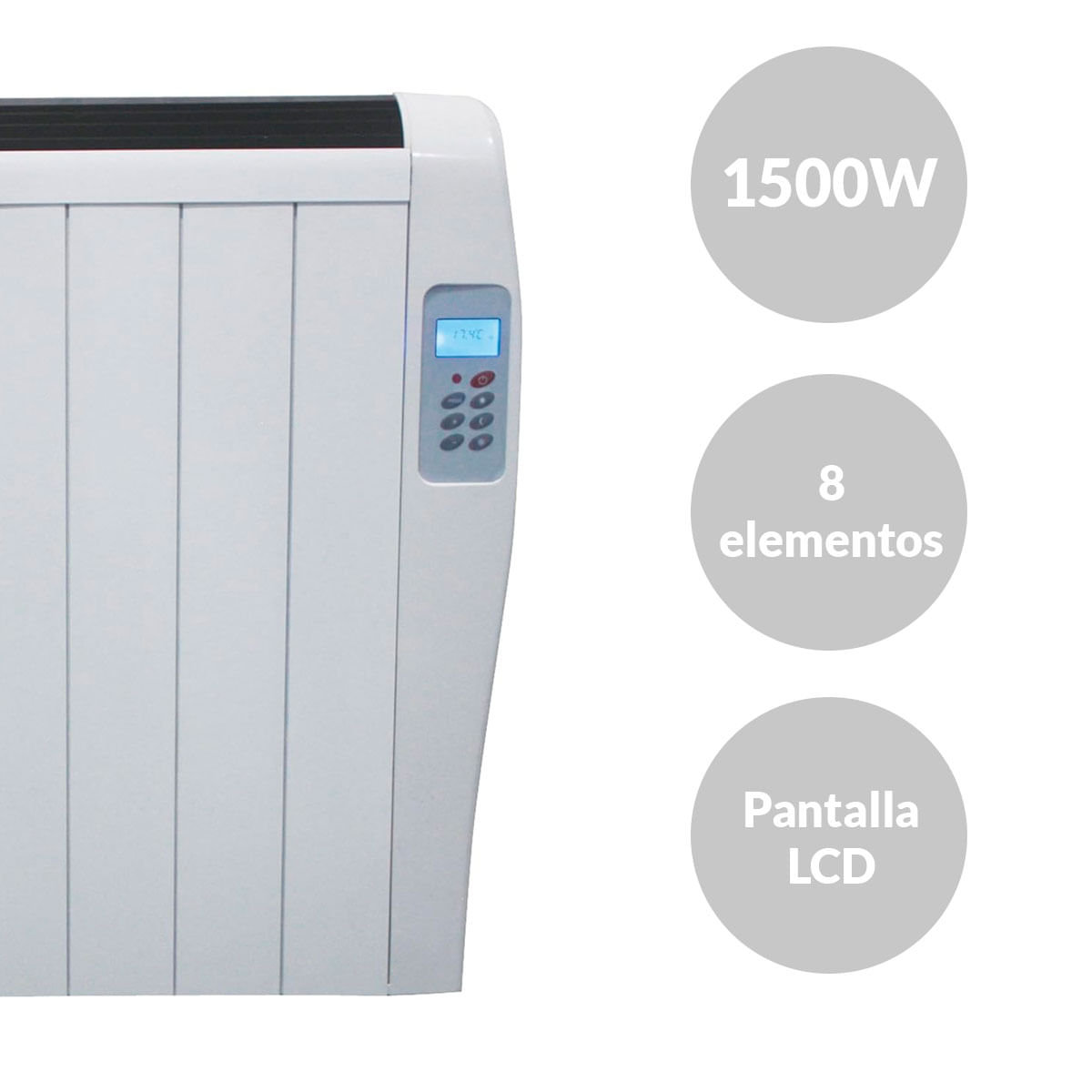 Emisor térmico Svan SVCA1500ET 1500W 8 elementos + pantalla LCD blanco 2