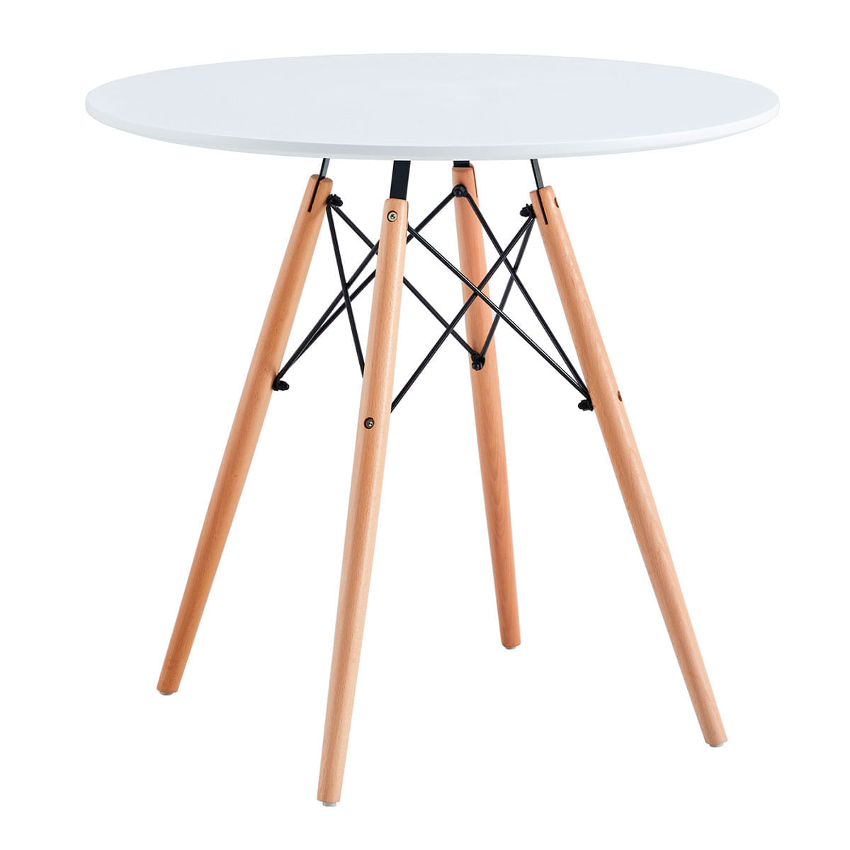 Mesa de comedor Tower forma circular blanco/haya 75xØ80 cm 2