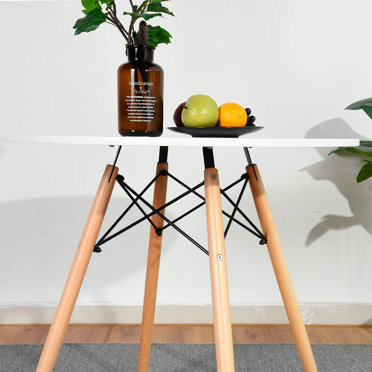 Mesa de comedor Tower forma circular blanco/haya 75xØ80 cm 4