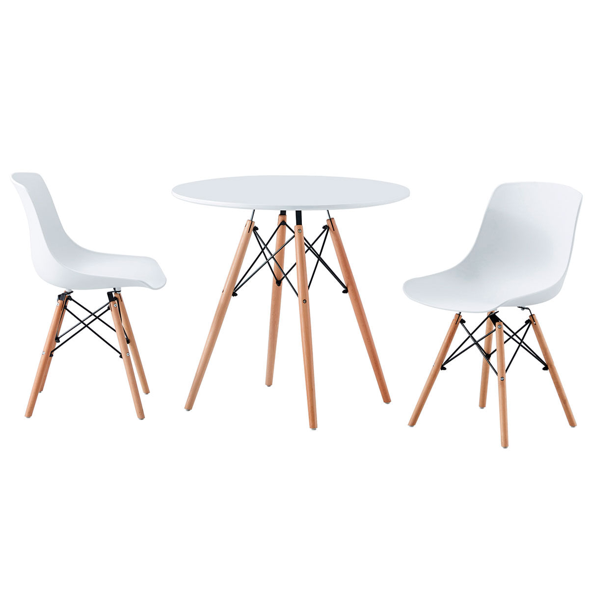 Mesa de comedor Tower forma circular blanco/haya 75xØ80 cm 5