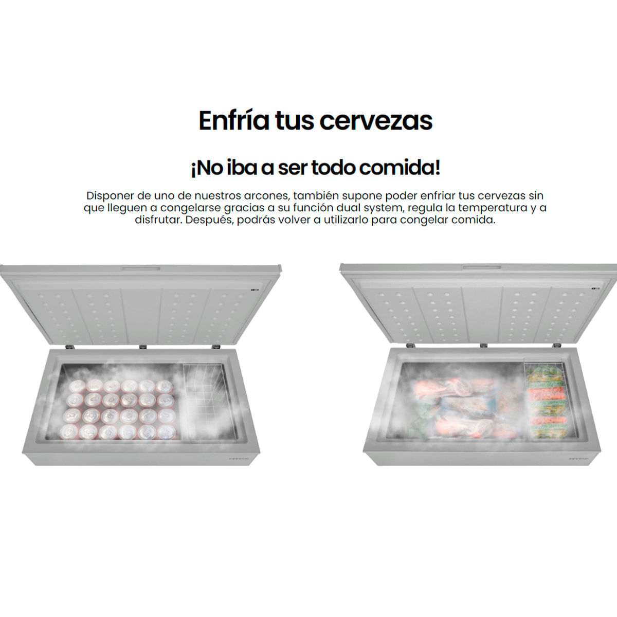 Arcón congelador Infiniton CH-15M cíclico 142L Dual System F inox 86 cm 5