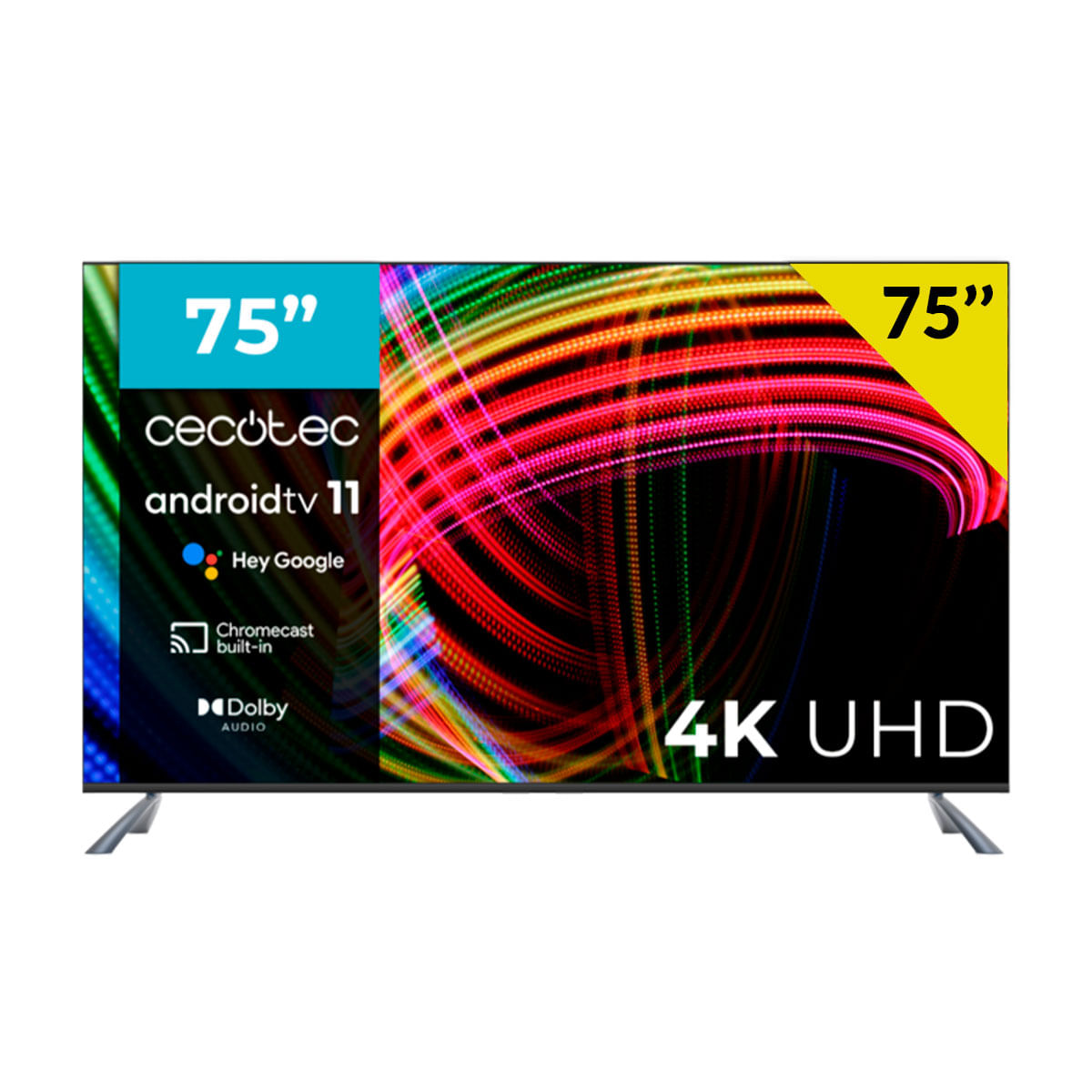 Televisor Smart TV Cecotec TV LED A3 Series ALU30075 75'' 4K UHD LED Android 11 F negro
