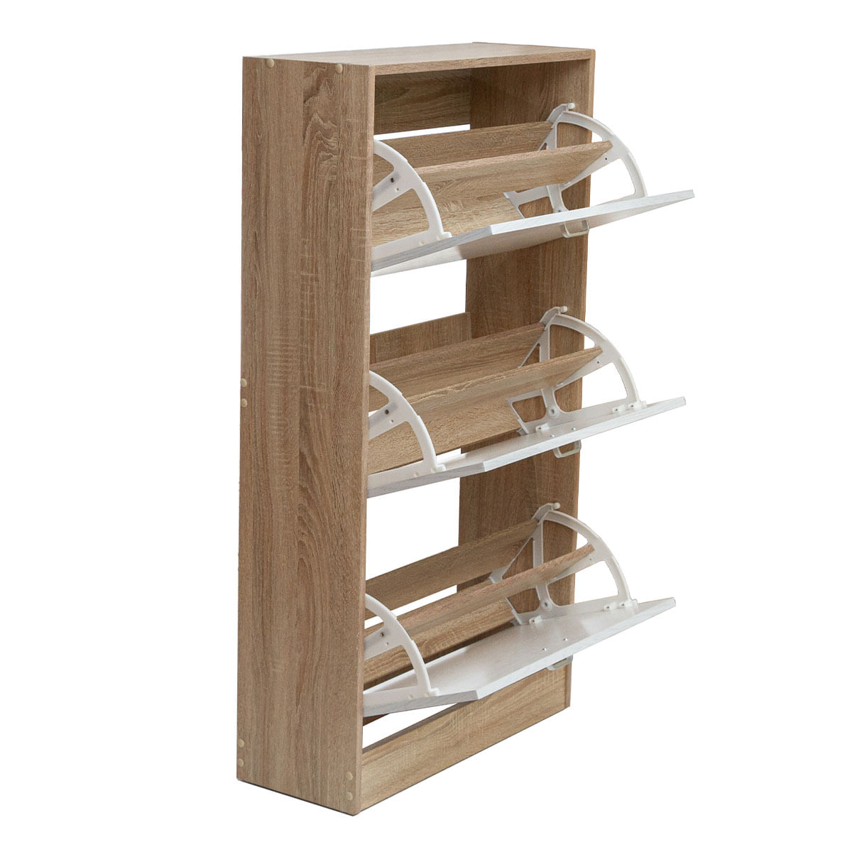 Zapatero Aitana 3 puertas oscilobatientes 14 pares blanco/natural 115x63x24 cm 4