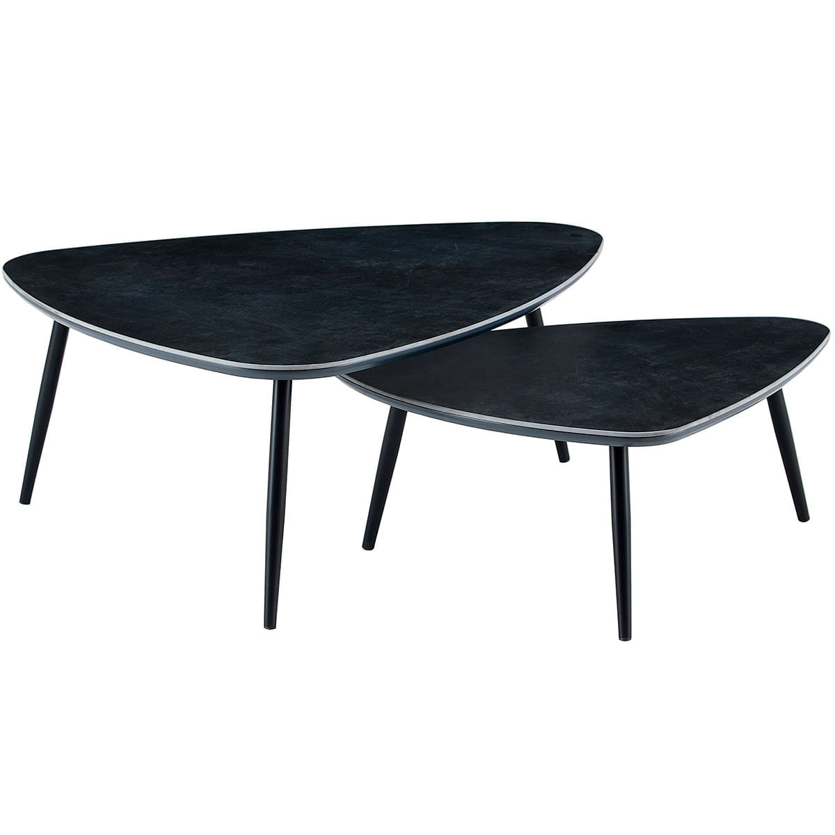 Pack de 2 mesas de centro Ibiza tipo nido tapa cerámica negro 35x150x80 cm 2
