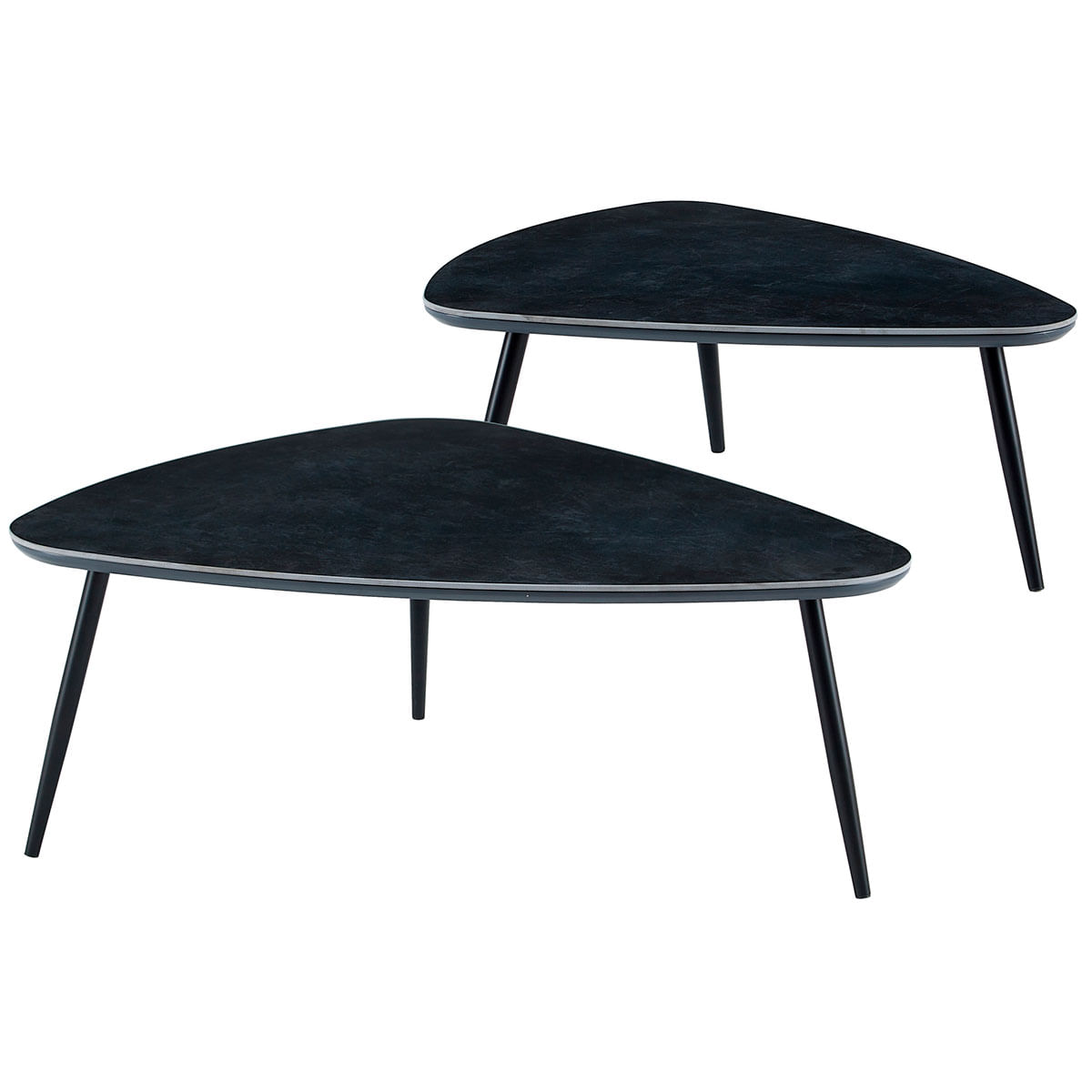 Pack de 2 mesas de centro Ibiza tipo nido tapa cerámica negro 35x150x80 cm 3