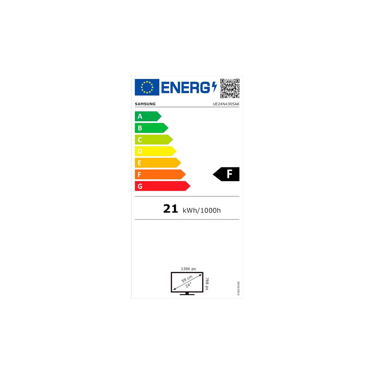 Televisor Smart TV Samsung 24N4305 24'' HD LED WiFi F negro eficiencia energética