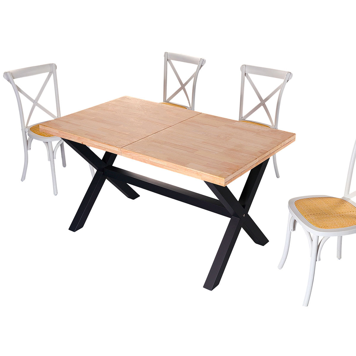 Mesa-de-comedor-X-Loft-extensible-forma-rectangular-roble-Nordish-negro-76x140-180-220x80-cm--3