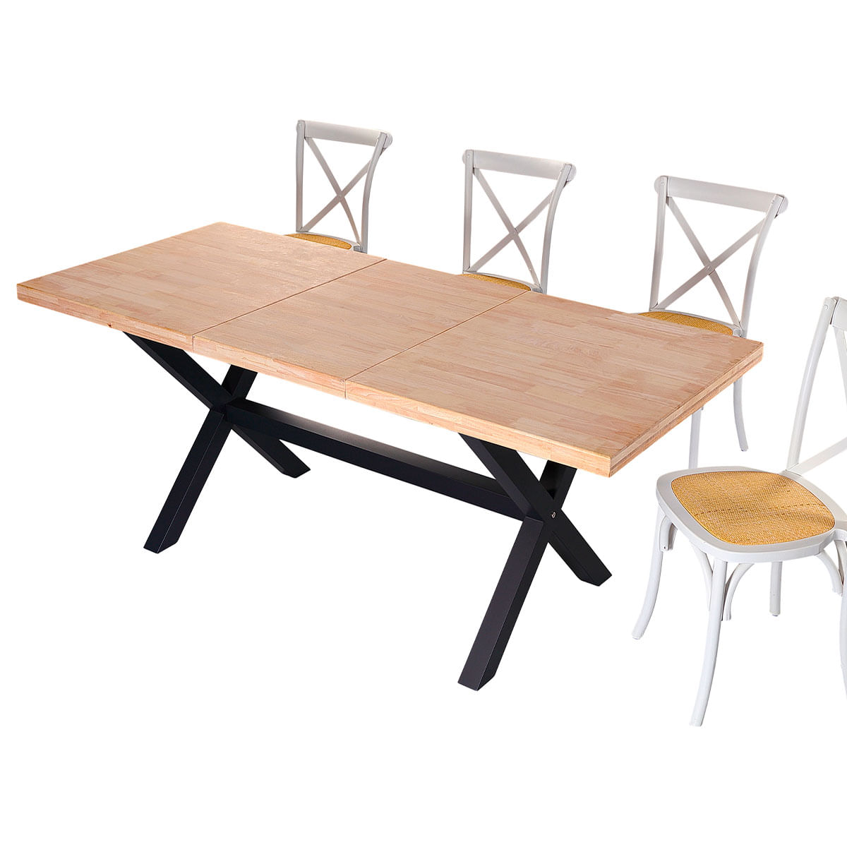 Mesa-de-comedor-X-Loft-extensible-forma-rectangular-roble-Nordish-negro-76x140-180-220x80-cm--4