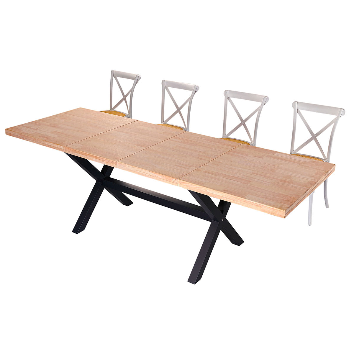Mesa-de-comedor-X-Loft-extensible-forma-rectangular-roble-Nordish-negro-76x140-180-220x80-cm--5