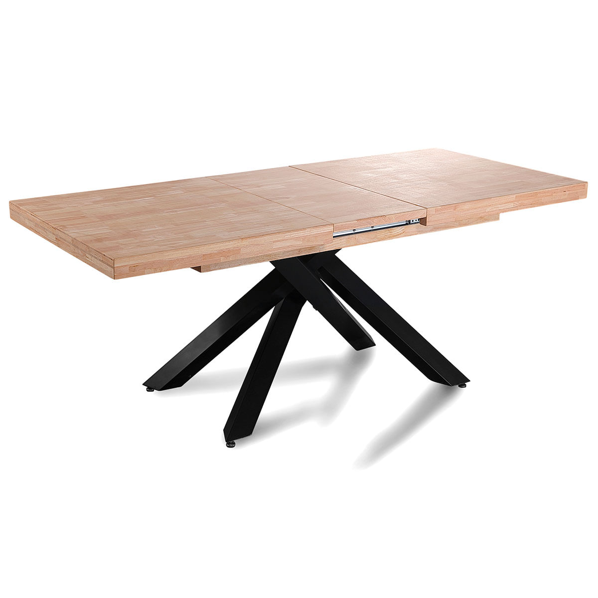 Mesa de comedor Xena extensible forma rectangular roble Nordish/negro 76x140-180-220x80 cm  2