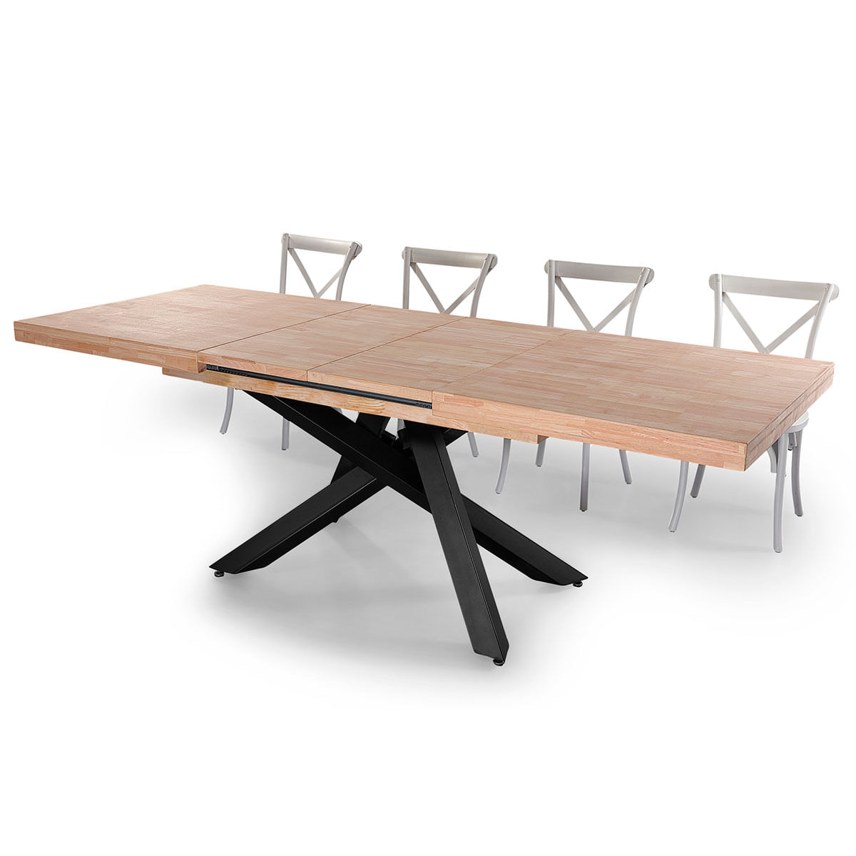 Mesa de comedor Xena extensible forma rectangular roble Nordish/negro 76x140-180-220x80 cm  7