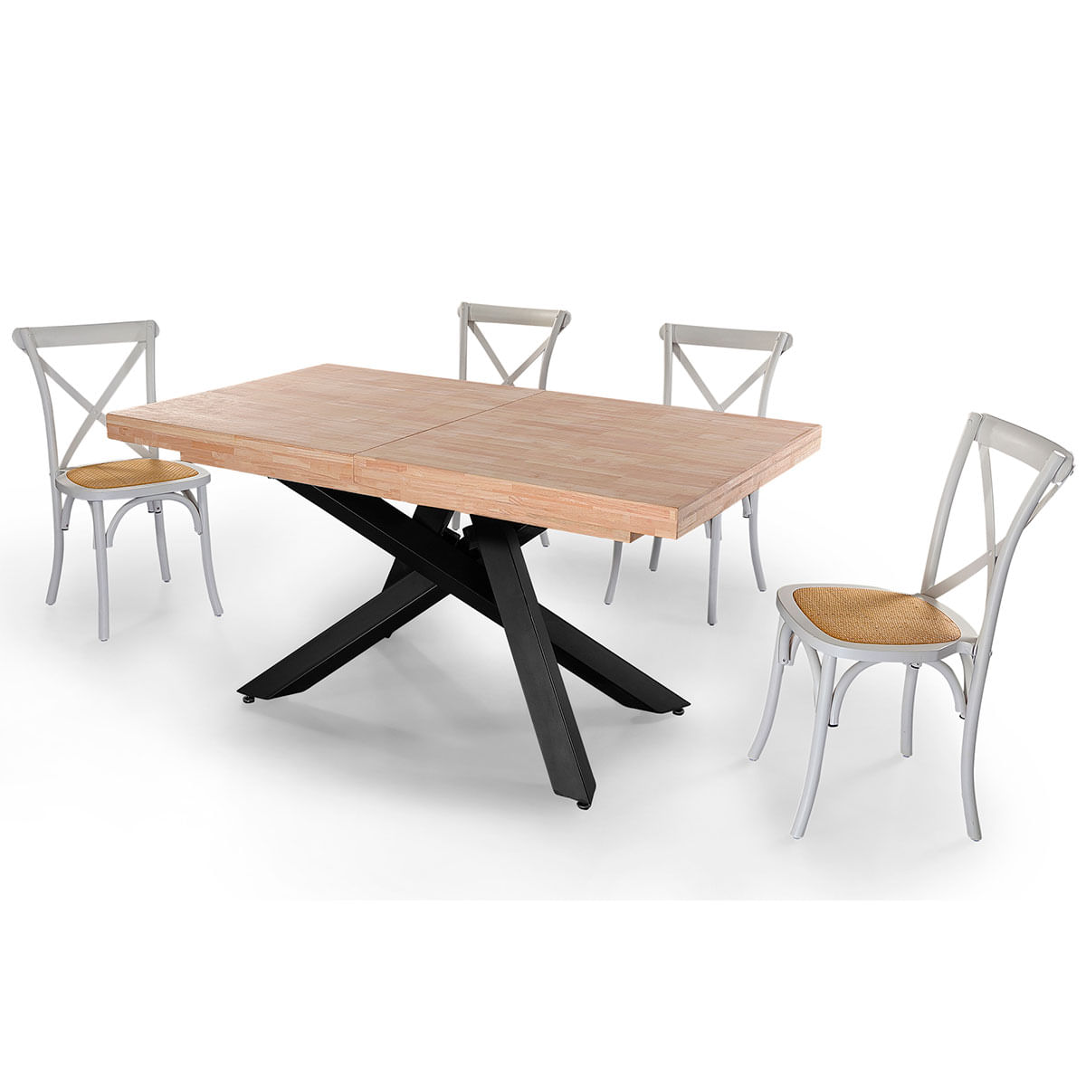 Mesa de comedor Xena extensible forma rectangular roble Nordish/negro 76x160-200-240x90 cm  5