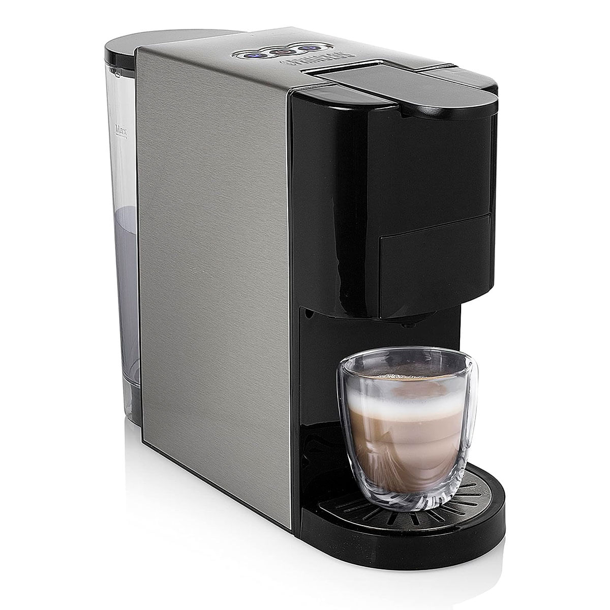Cafetera de cápsulas Princess 249451 1450W 19 bar apta para café molido inox