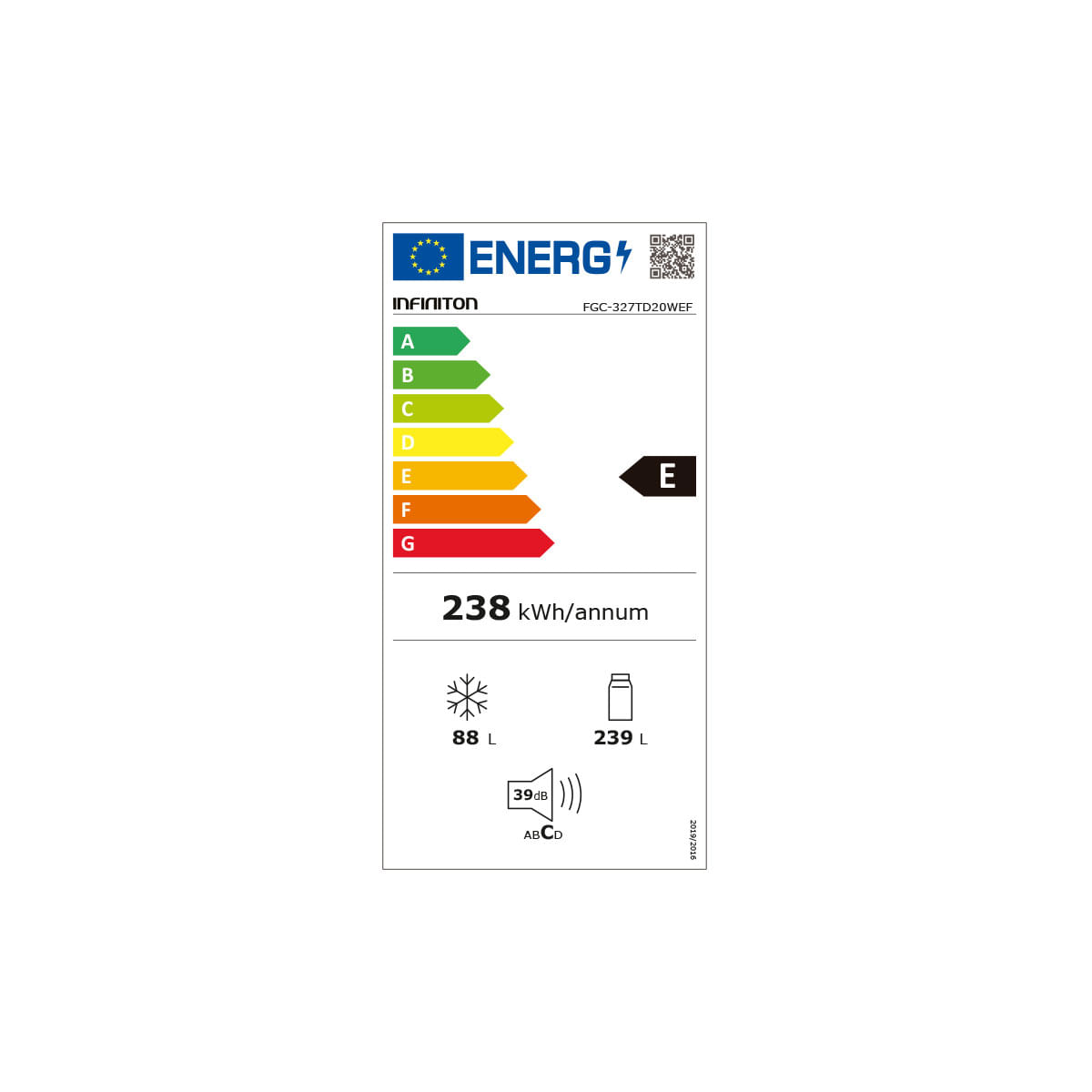 Frigorífico combi Infiniton FGC-327TD20WEF Total No Frost 327L E blanco 201 cm 7