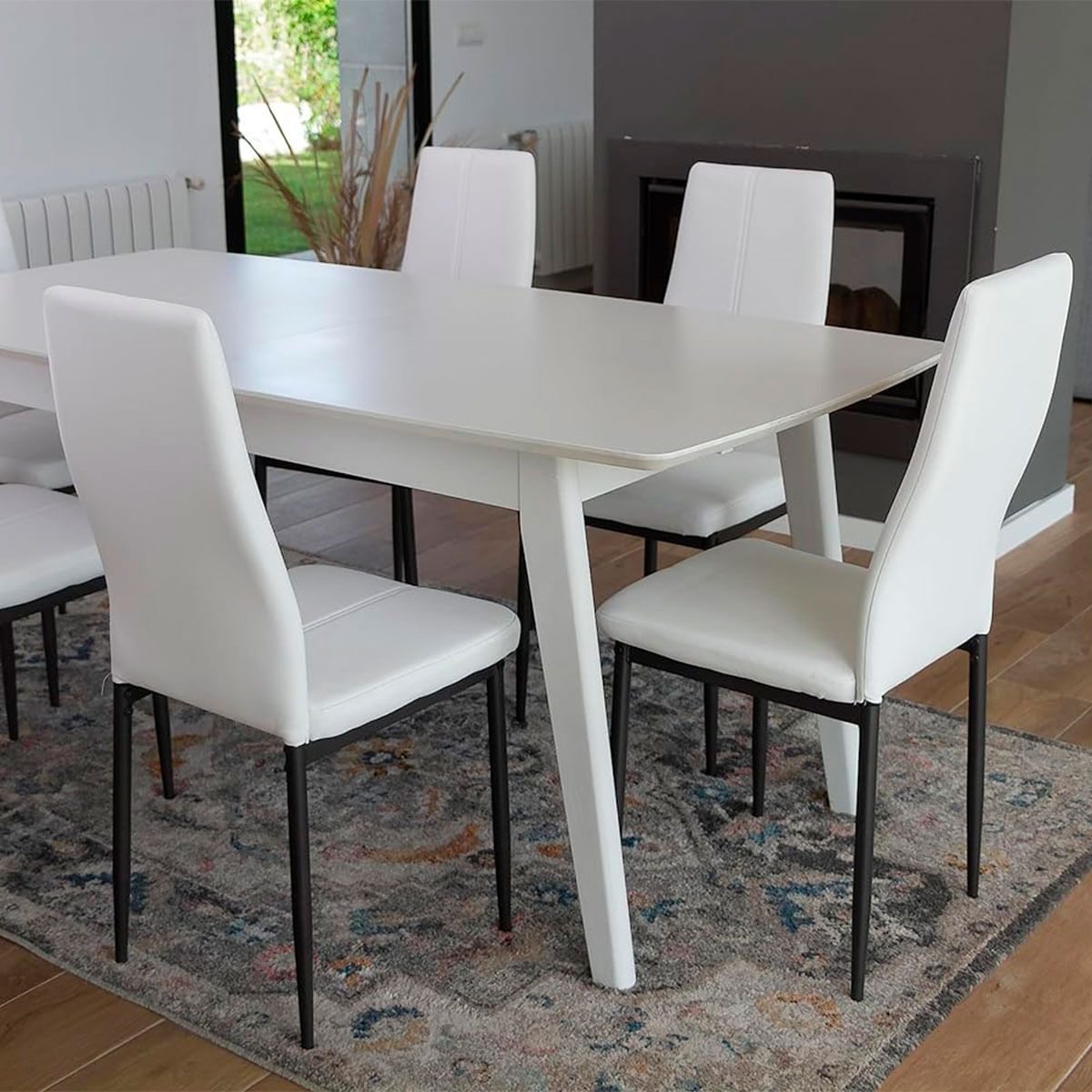 Pack de 6 sillas de comedor Jávea polipiel blanco 4