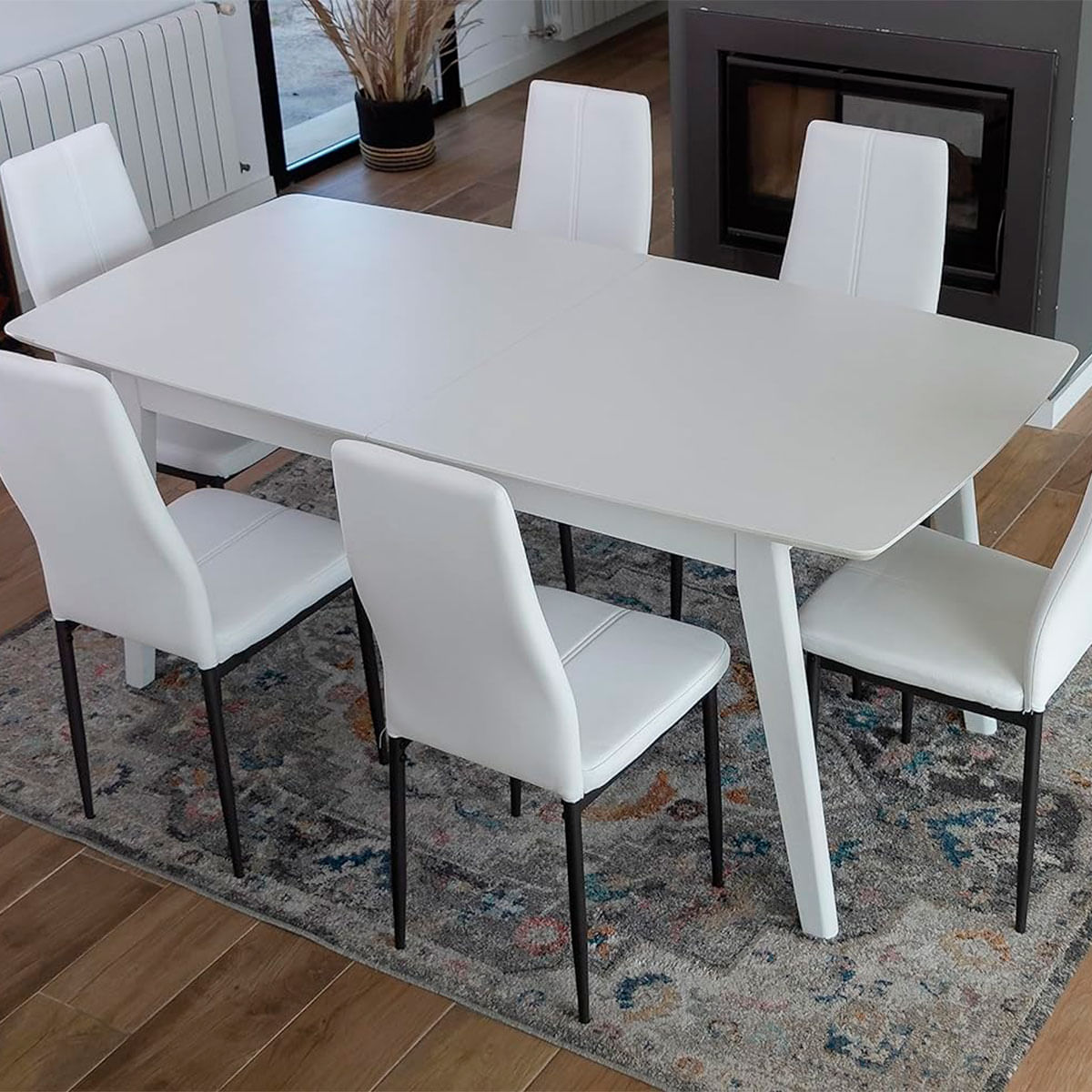 Pack de 6 sillas de comedor Jávea polipiel blanco 6