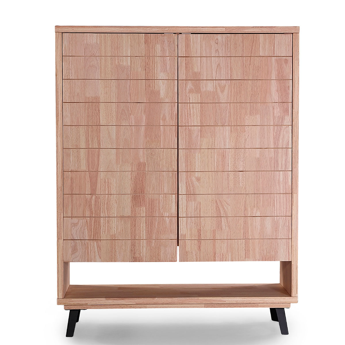 Consola alta Berg 2 puertas diseño de líneas roble Nordish/negro 156x120x40 cm 3