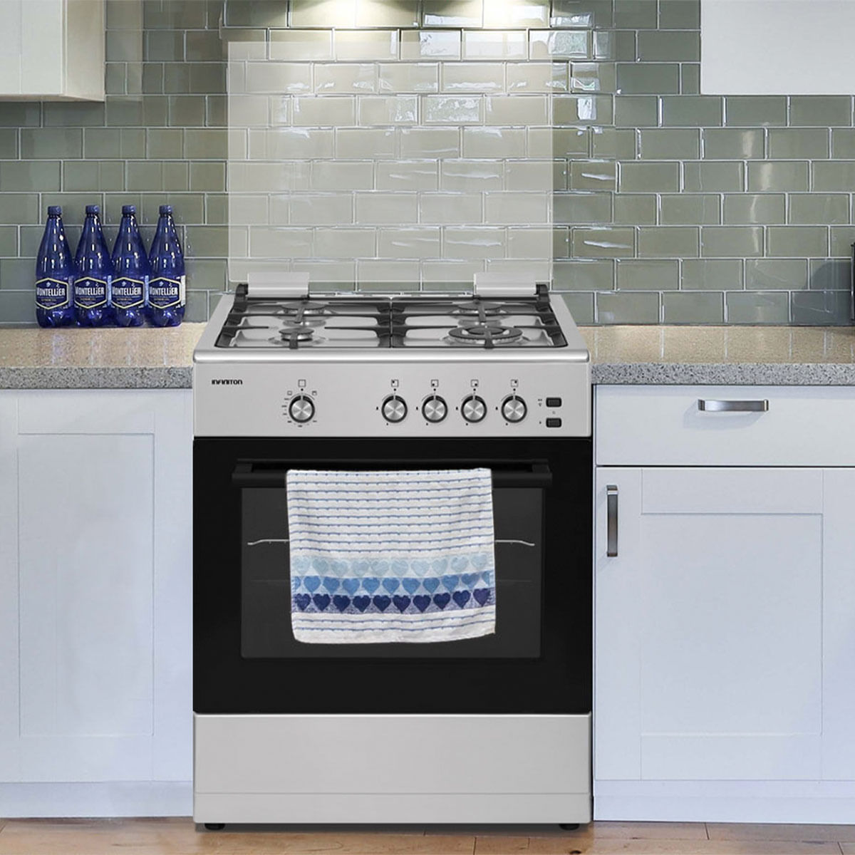 Cocina de gas con horno Infiniton CC61EHX 55L 4 fuegos A inox 59,8 cm 3