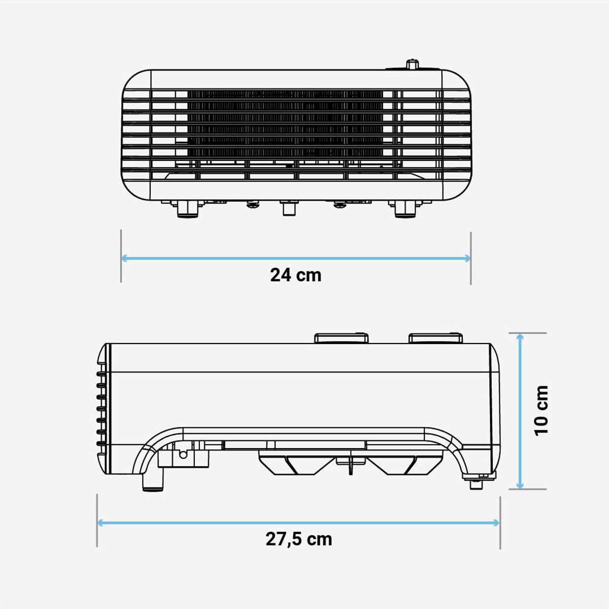 Calefactor ventilador Wakama 4020W Universal Blue 2000W diseño horizontal blanco 8