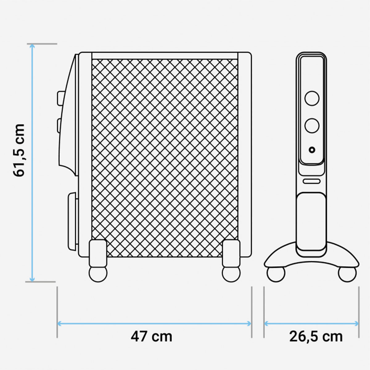Radiador de mica Acapulco 3015W Universal Blue 1500W 4 ruedas multidireccionales blanco 8