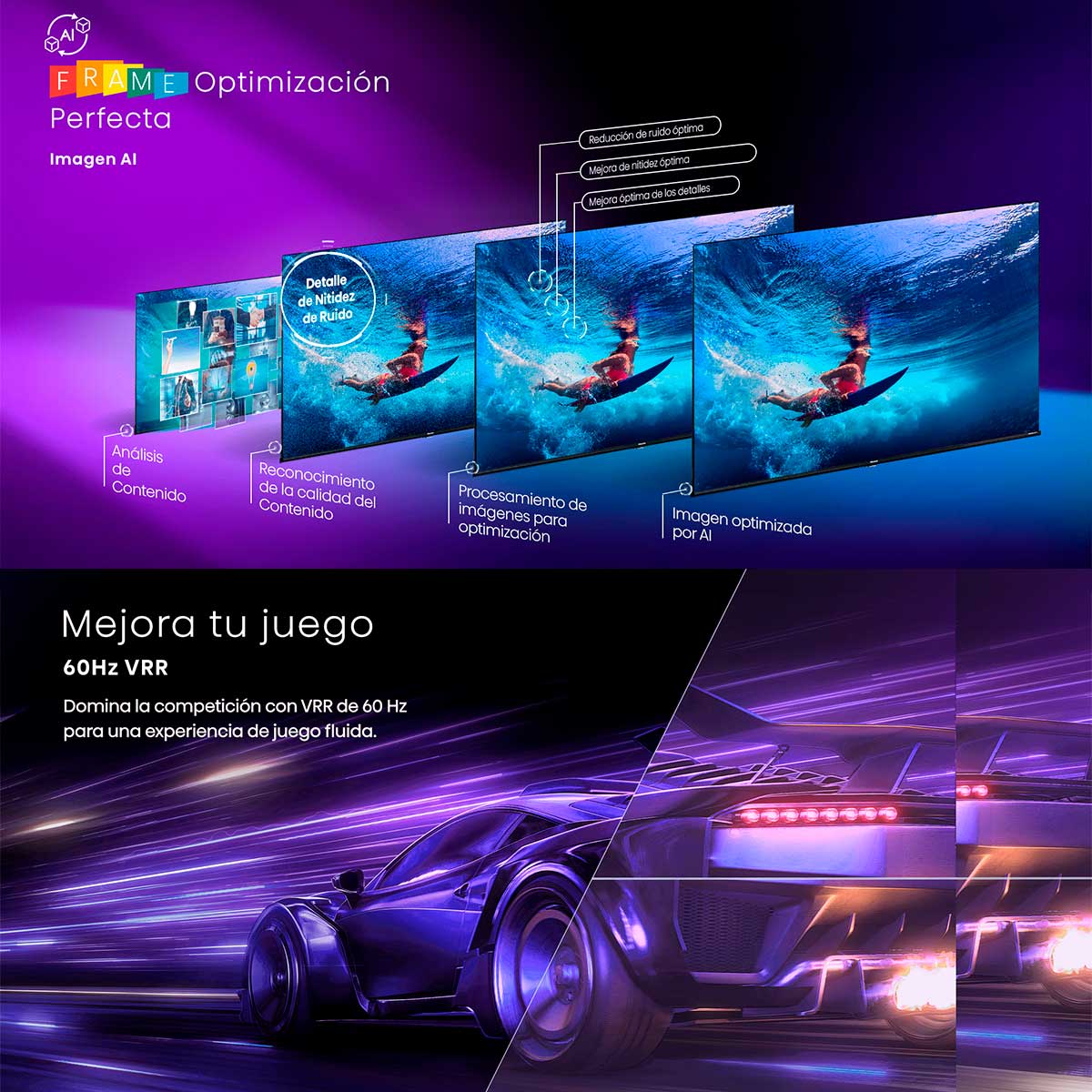 Televisor Smart TV Hisense 65E7KQ 65'' 4K UHD QLED VIDAA 6 G negro 6