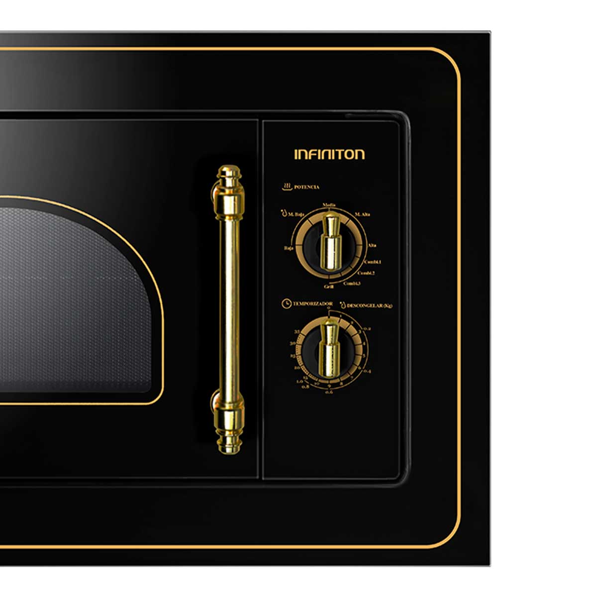 Microondas encastrable Infiniton IMW-RU20 800W 20L función grill acabado rústico negro 2