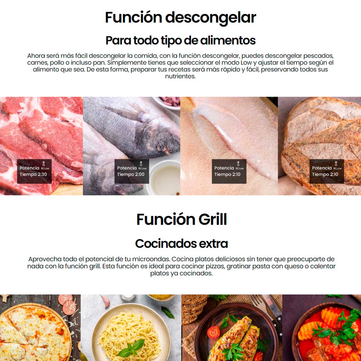 Microondas encastrable Infiniton IMW-RU20 800W 20L función grill acabado rústico negro 3